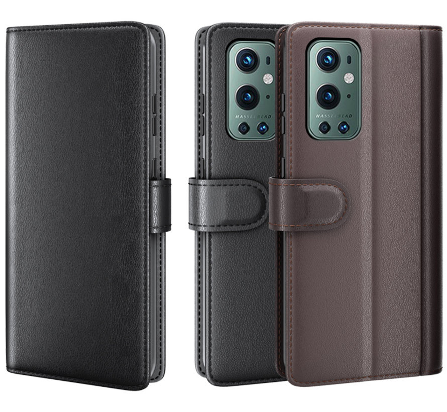 OnePlus 9 Pro Wallet Case Genuine Leather Black