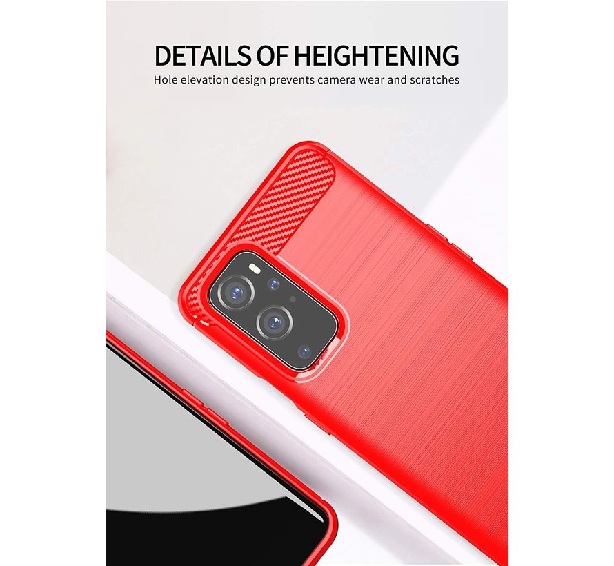 OnePlus 9 Hoesje Brushed Carbon Rood