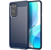 OPPRO OnePlus 9 Hoesje Brushed Carbon Blauw