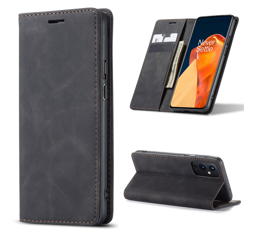 OnePlus 9 Wallet Case Vintage Leather Black