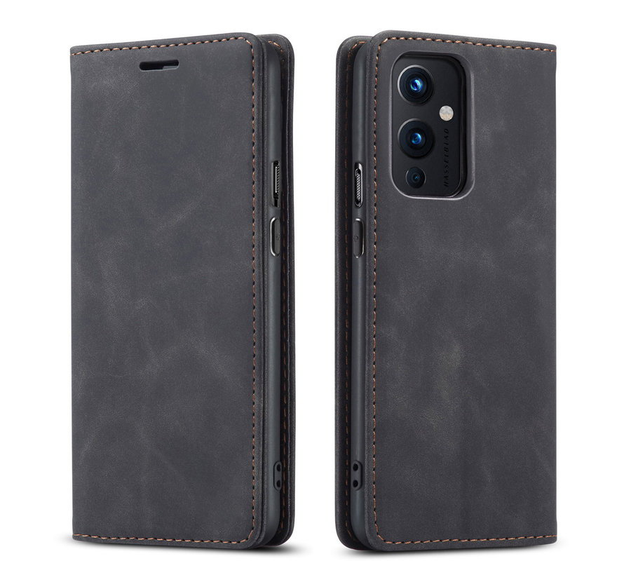 OnePlus 9 Wallet Case Vintage Leather Black