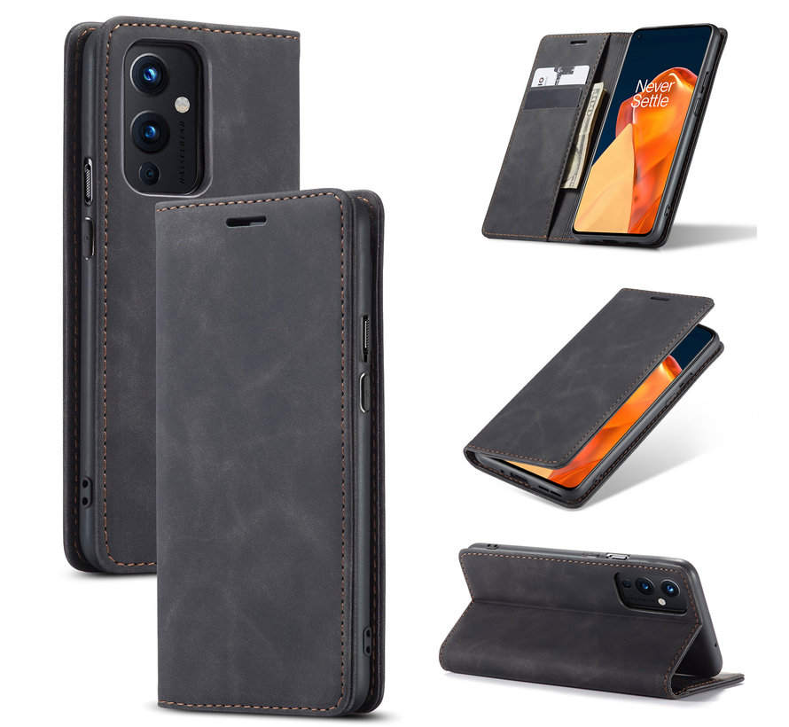 OnePlus 9 Wallet Case Vintage Leather Black