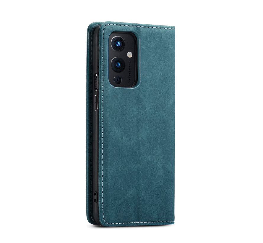 OnePlus 9 Wallet Case Vintage Leather Blue