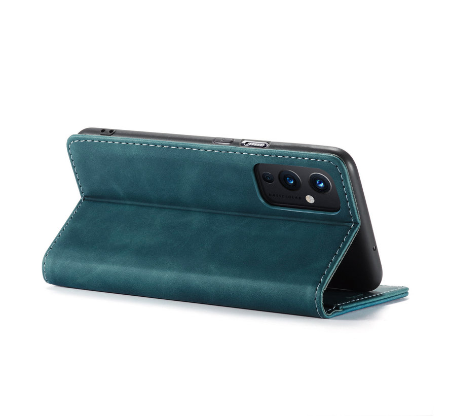 OnePlus 9 Wallet Case Vintage Leather Blue