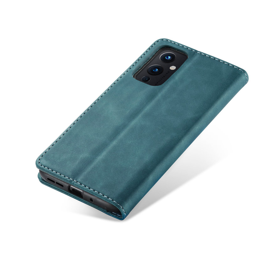 OnePlus 9 Wallet Case Vintage Leather Blue