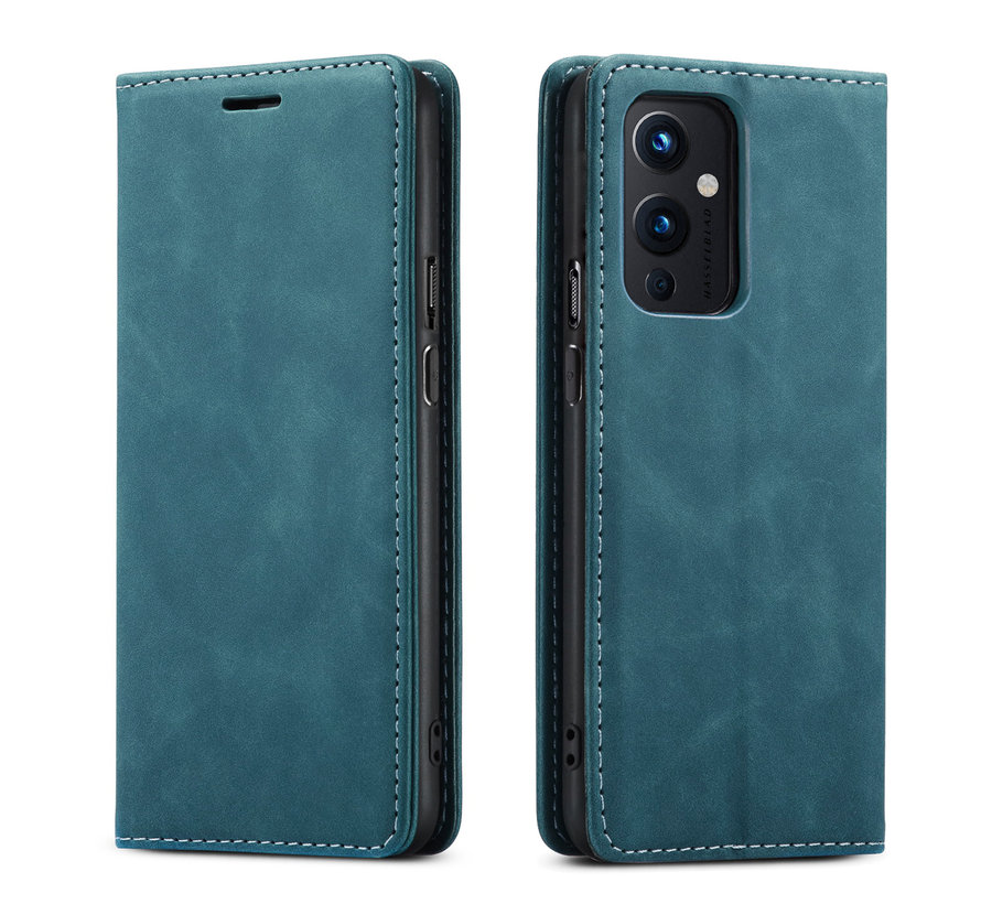 OnePlus 9 Wallet Case Vintage Leather Blue