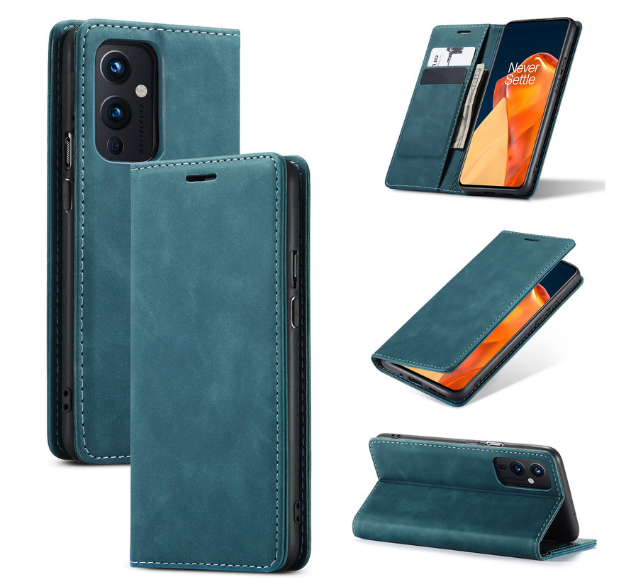 OnePlus 9 Brieftasche Vintage Leder Blau