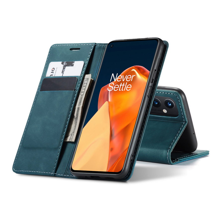 OnePlus 9 Wallet Case Vintage Leather Blue