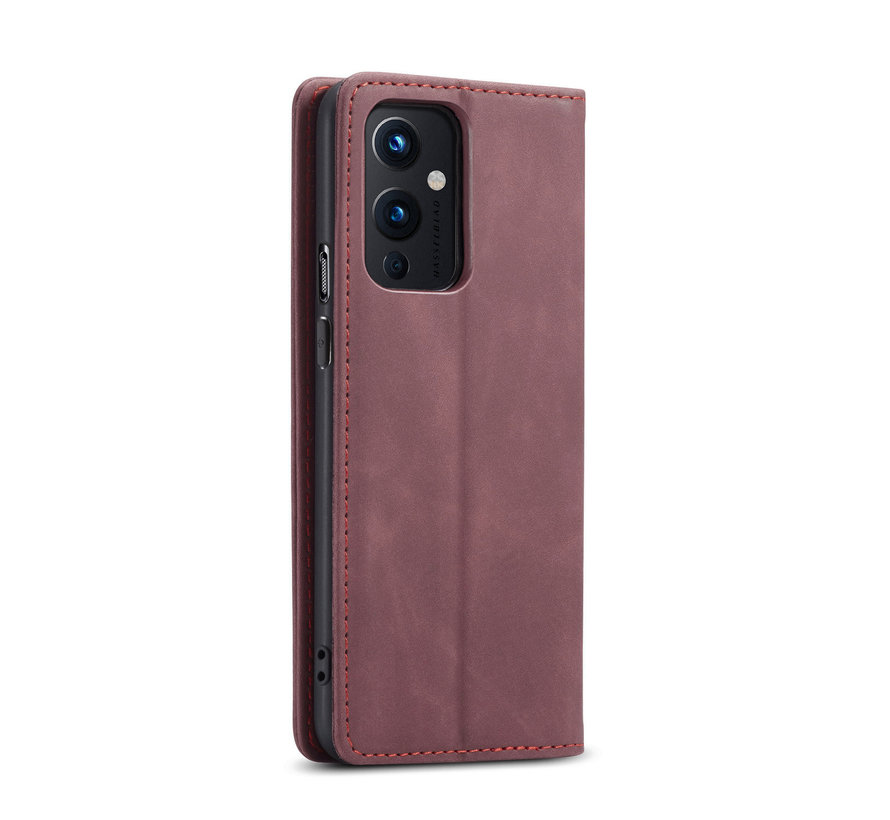 OnePlus 9 Wallet Case Vintage Leather Red