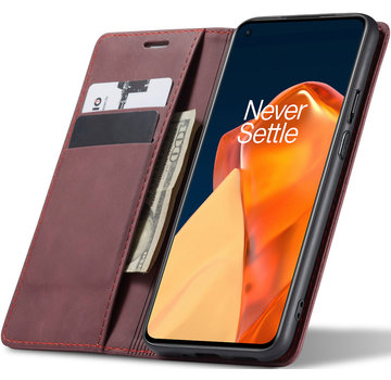 ProGuard OnePlus 9 Wallet Hoesje Vintage Leder Rood