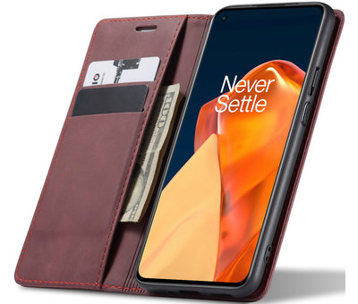 ProGuard OnePlus 9 Wallet Hoesje Vintage Leder Rood