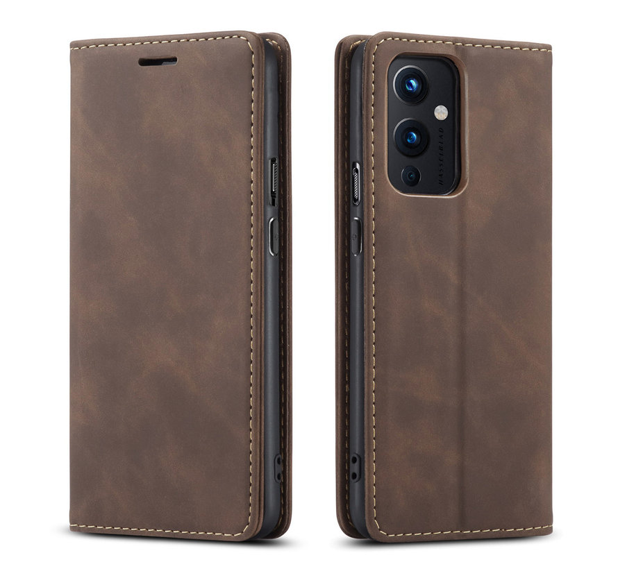 OnePlus 9 Wallet Case Vintage Leather Brown