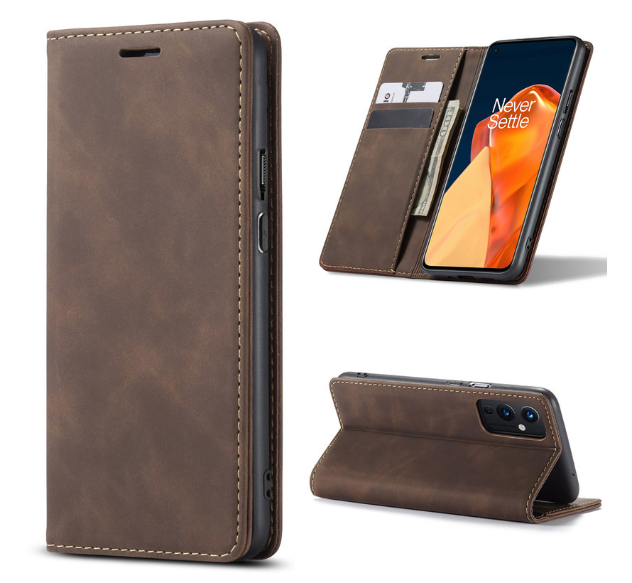 OnePlus 9 Wallet Case Vintage Leather Brown