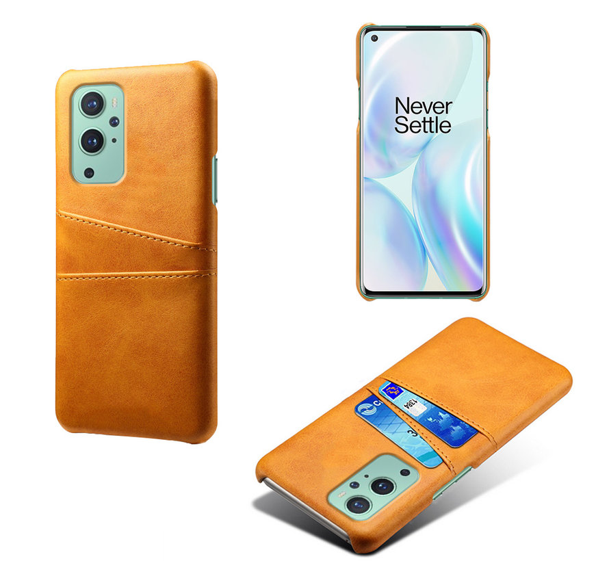 OnePlus 9 Case Kartenhalter aus schmalem Leder Cognac