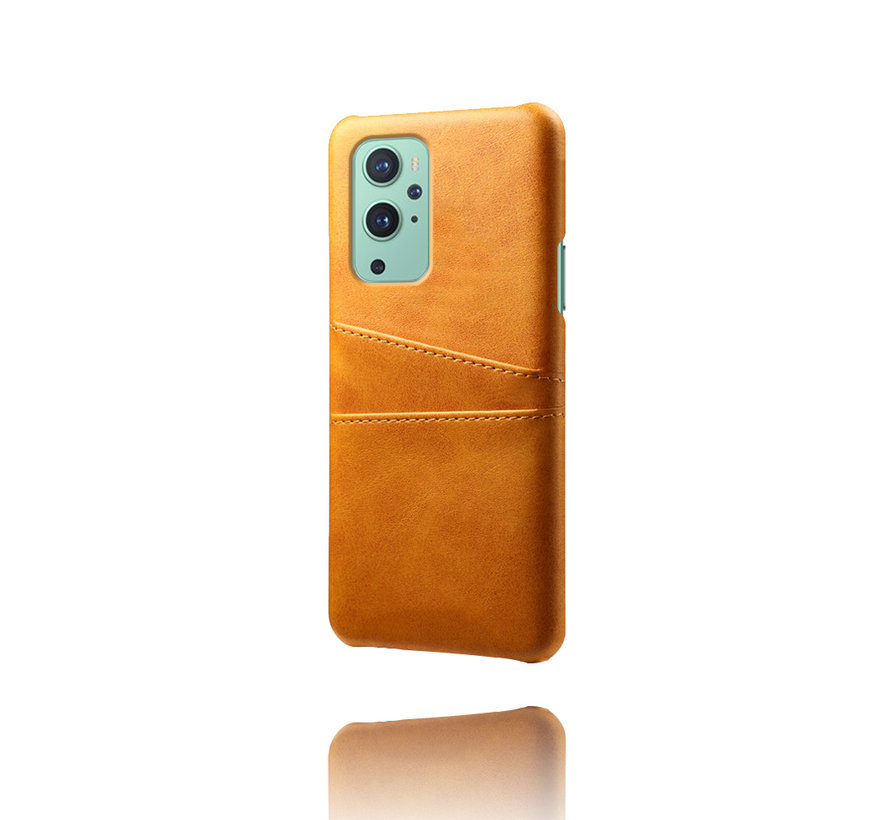 OnePlus 9 Case Slim Leather Card Holder Cognac