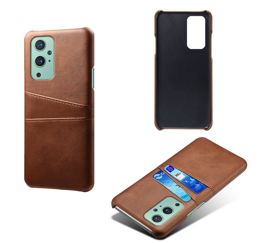 OnePlus 9 Case Slim Leather Card Holder Brown