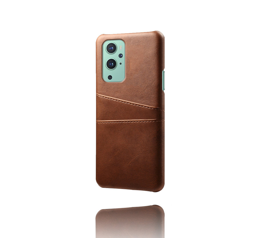 OnePlus 9 Case Slim Leather Card Holder Brown