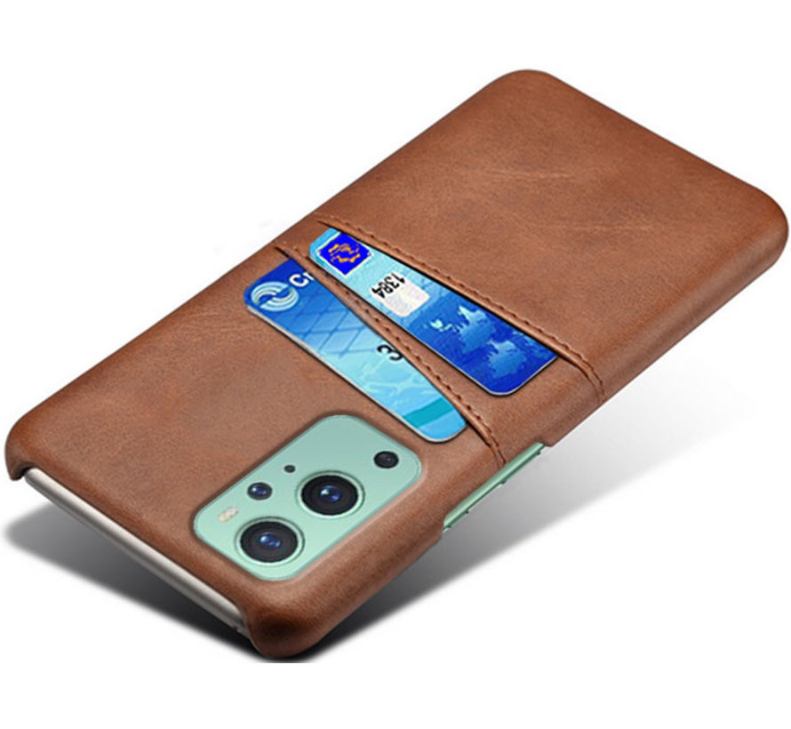 OnePlus 9 Case Slim Leather Card Holder Brown