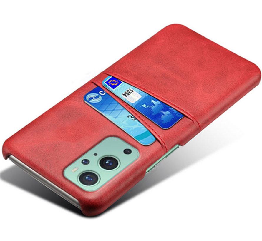 OnePlus 9 Case Slim Leder Kartenhalter Rot