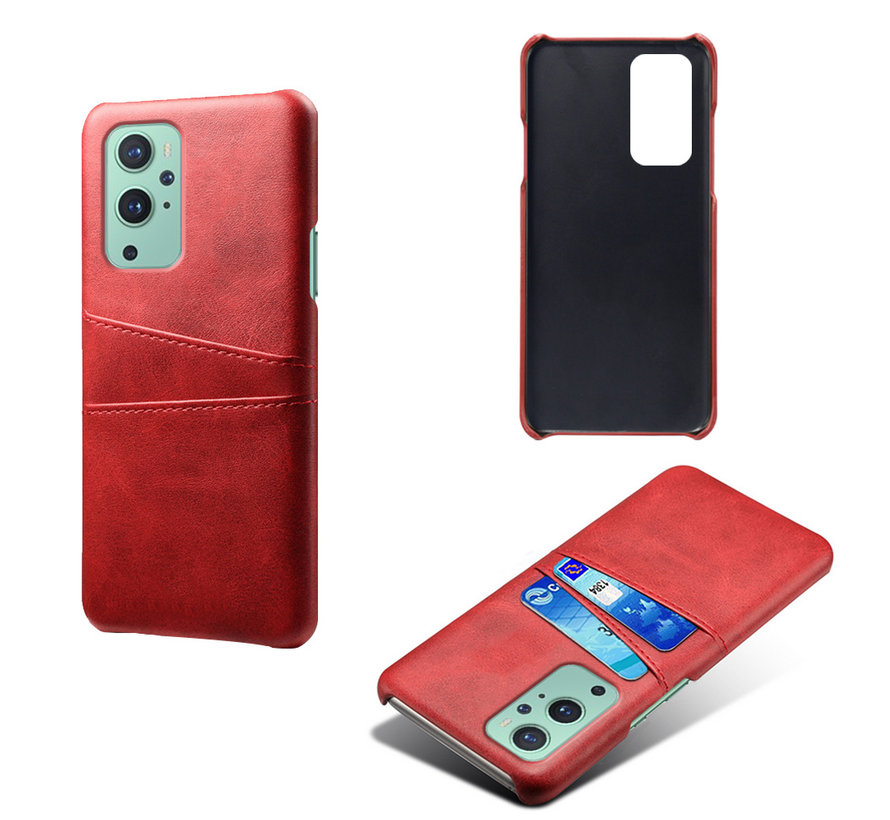 OnePlus 9 Case Slim Leder Kartenhalter Rot