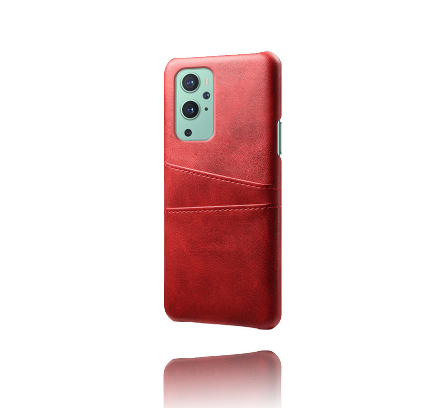 OnePlus 9 Case Slim Leather Card Holder Red