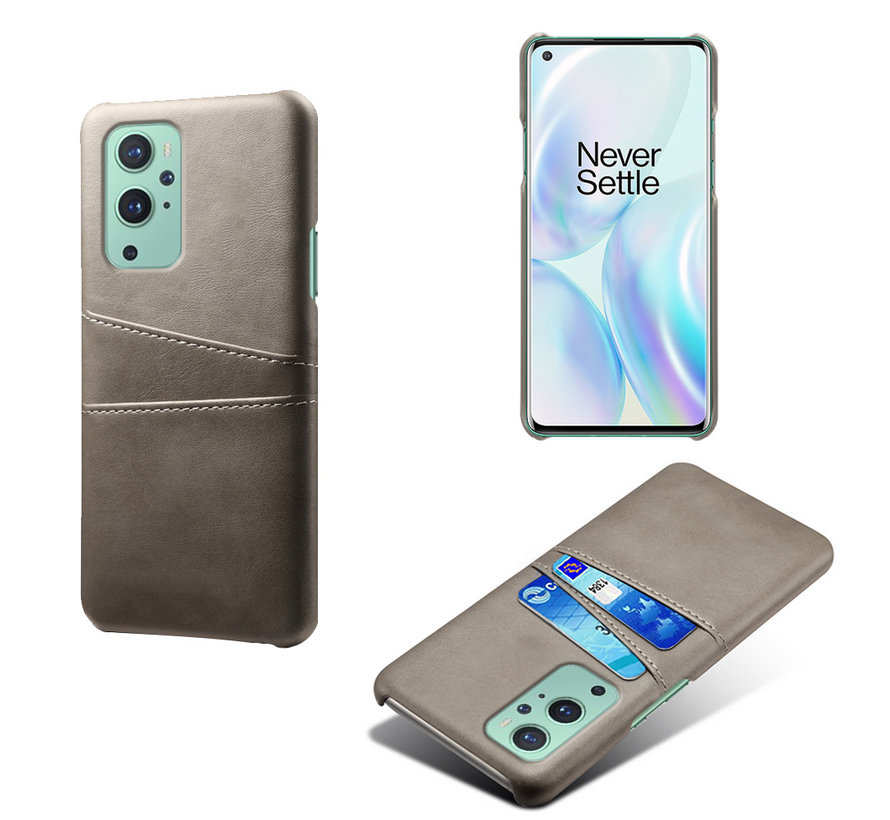 OnePlus 9 Hoesje Slim Leder Kaarthouder Grijs