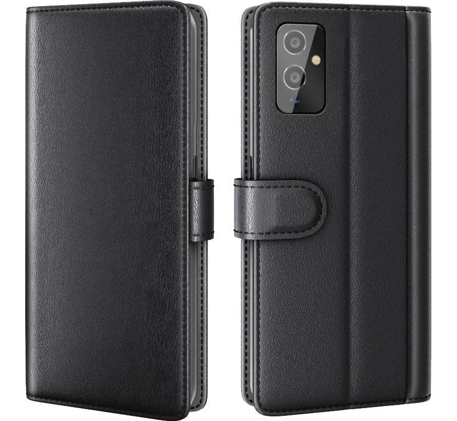 OnePlus 9 Wallet Hoesje Echt Leder Zwart