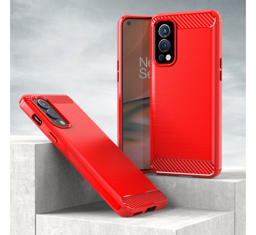 OnePlus Nord 2 Case Brushed Carbon Red