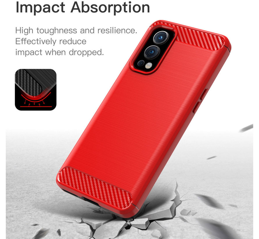 OnePlus Nord 2 Case Brushed Carbon Red