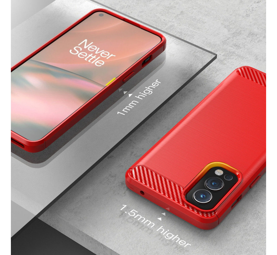 OnePlus Nord 2 Gehäuse gebürstet Carbon Red