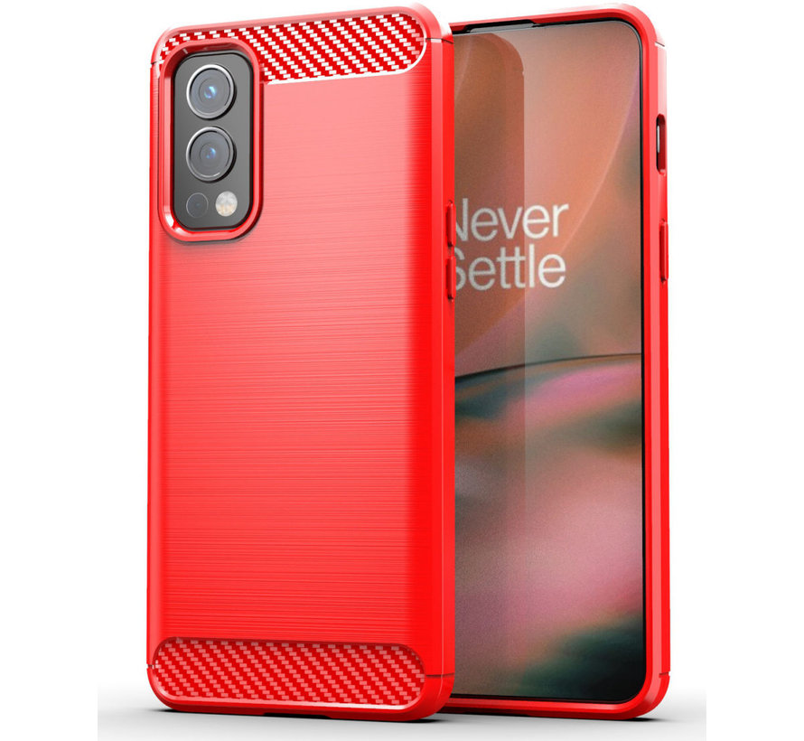 OnePlus Nord 2 Case Brushed Carbon Red