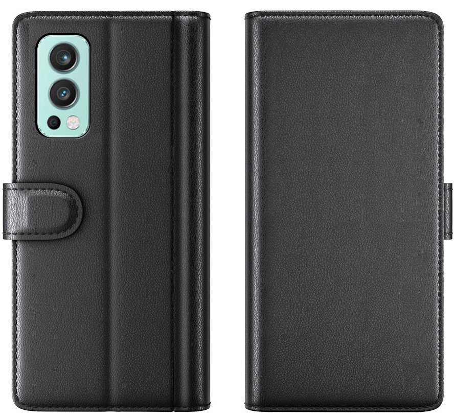 OnePlus Nord 2 Wallet Hoesje Echt Leder Zwart