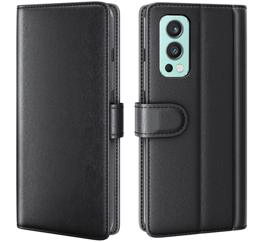 OnePlus Nord 2 Wallet Hoesje Echt Leder Zwart