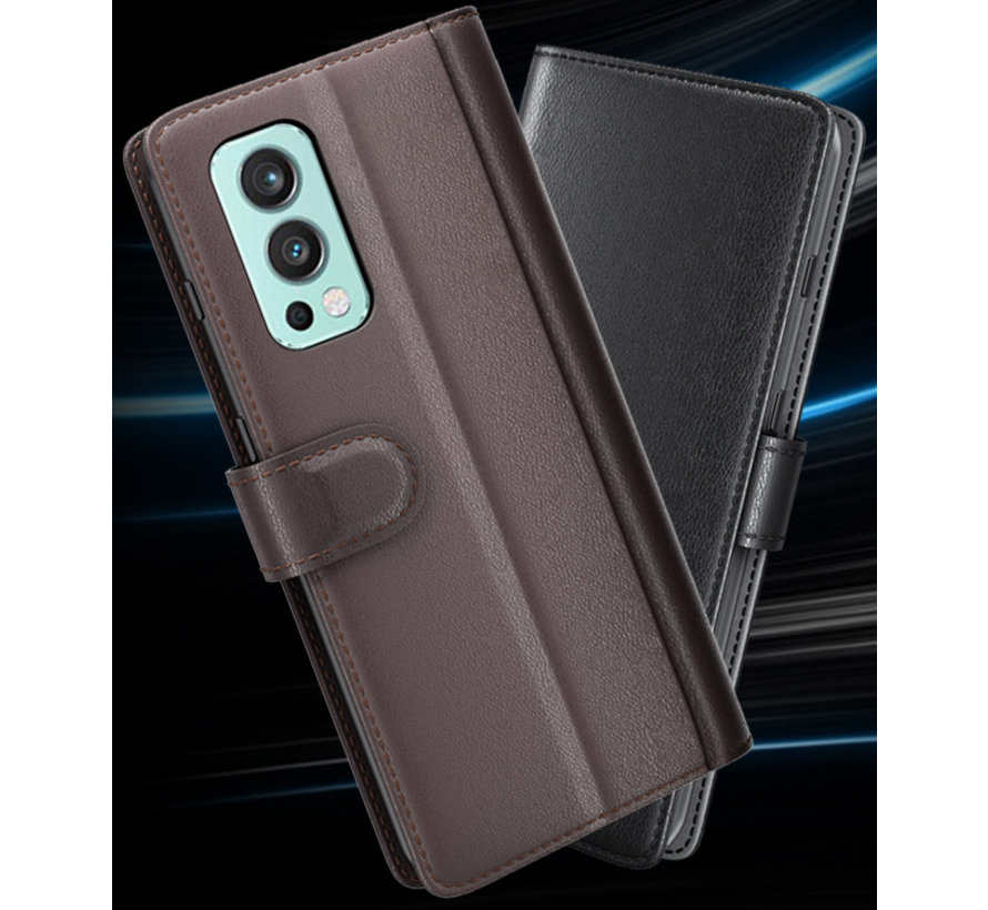 OnePlus Nord 2 Wallet Case Genuine Leather Black