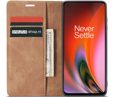 ProGuard OnePlus Nord 2 Wallet Hoesje Vintage Leder Beige