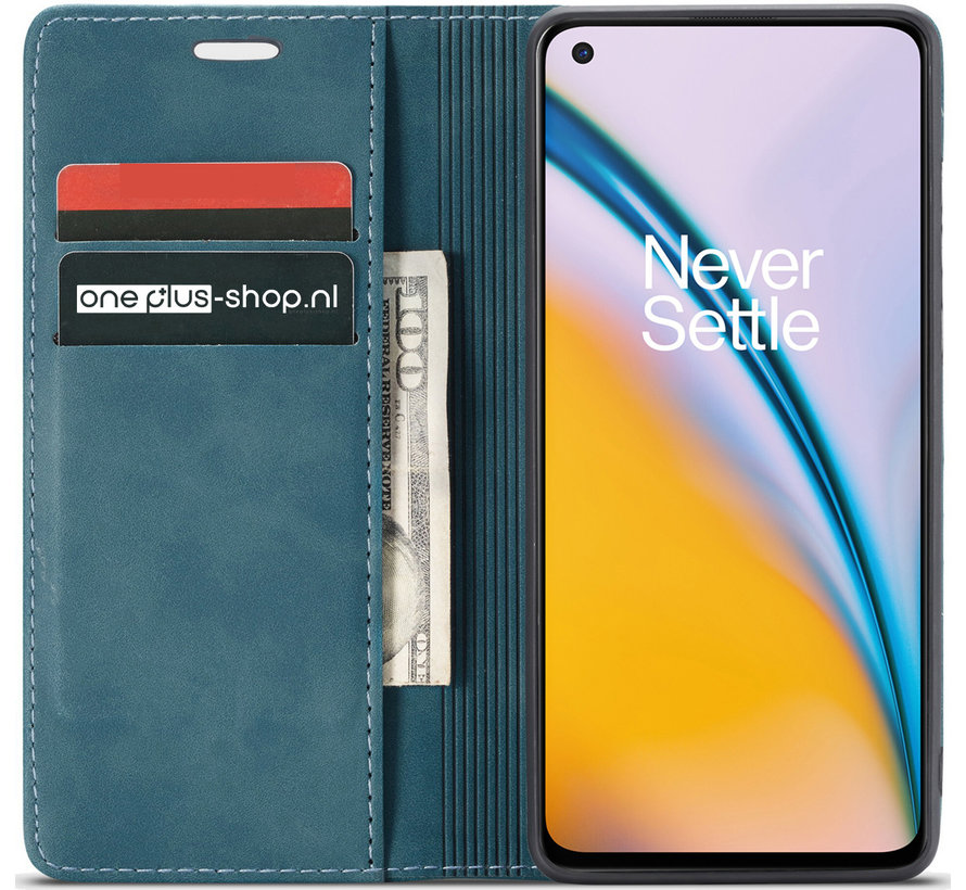 OnePlus Nord 2 Wallet Hoesje Vintage Leder Blauw