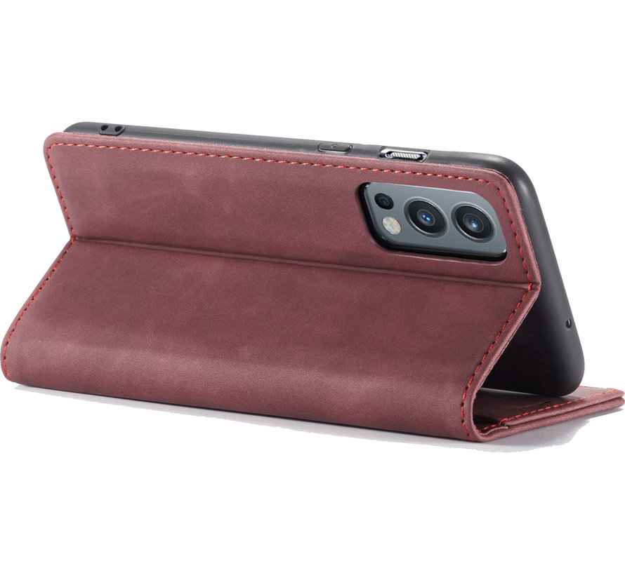 OnePlus Nord 2 Portemonnaie Etui Vintage Leder Lila