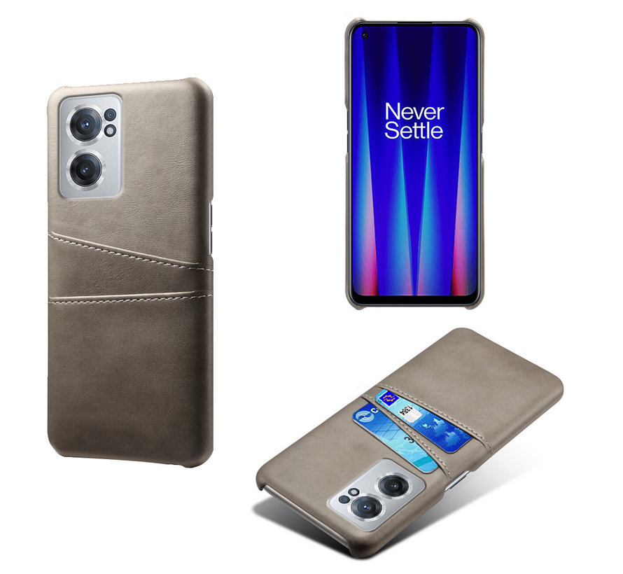 OnePlus Nord CE 2 Case Kartenhalter aus schmalem Leder Grau