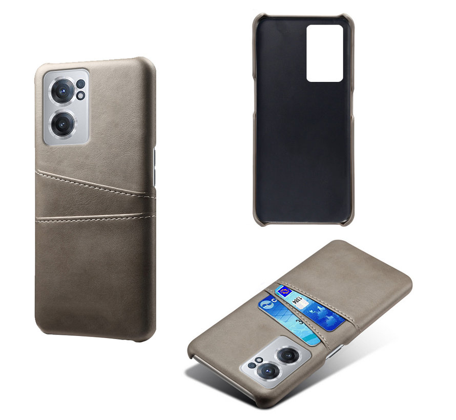 OnePlus Nord CE 2 Case Kartenhalter aus schmalem Leder Grau