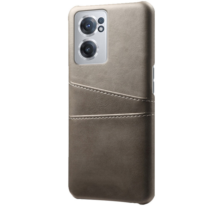 OnePlus Nord CE 2 Hoesje Slim Leder Kaarthouder Grijs