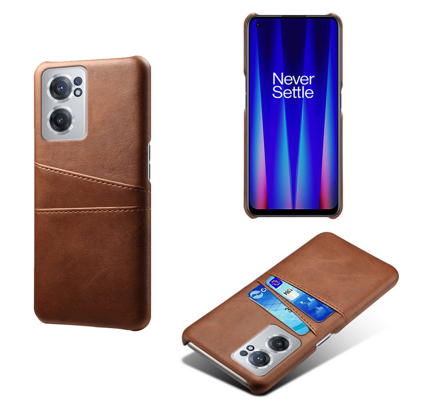 OnePlus Nord CE 2 Case Slim Leather Card Holder Brown