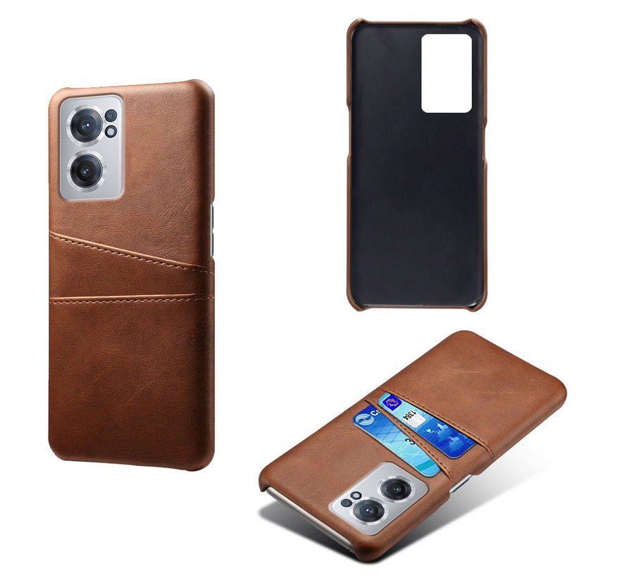 OnePlus Nord CE 2 Case Slim Leather Card Holder Brown