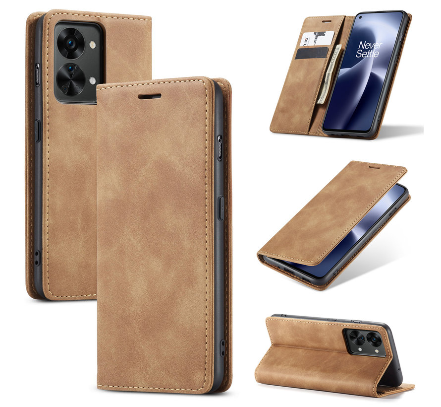 OnePlus Nord 2T Wallet Case Vintage Leather Beige