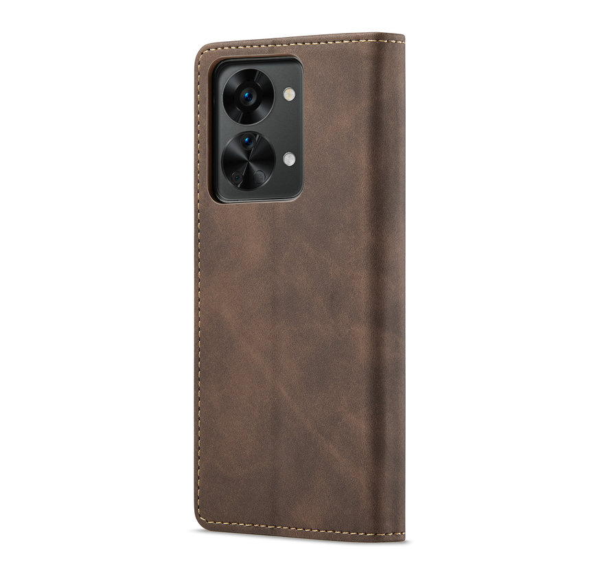 OnePlus Nord 2T Wallet Case Vintage Leather Brown