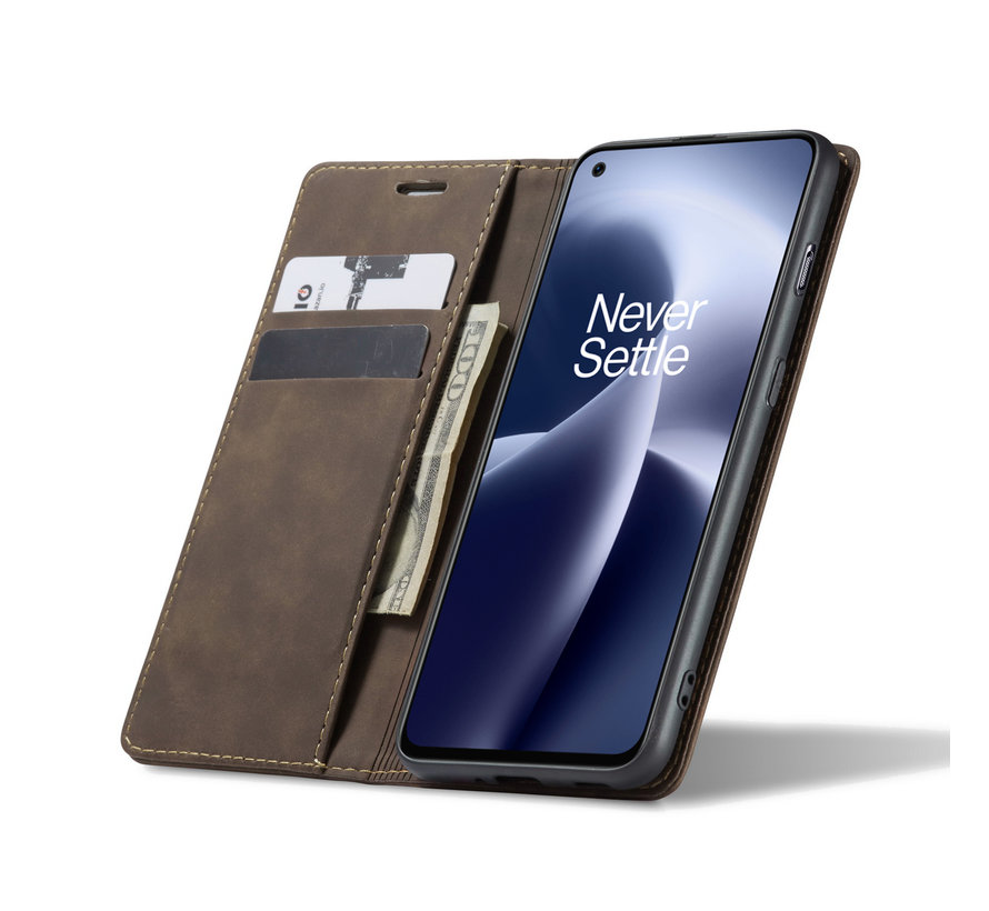 OnePlus Nord 2T Wallet Case Vintage Leather Brown