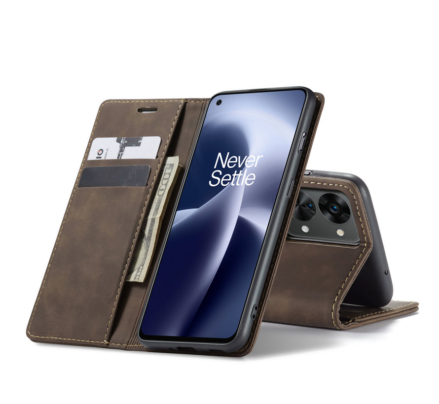 OnePlus Nord 2T Wallet Case Vintage Leather Brown