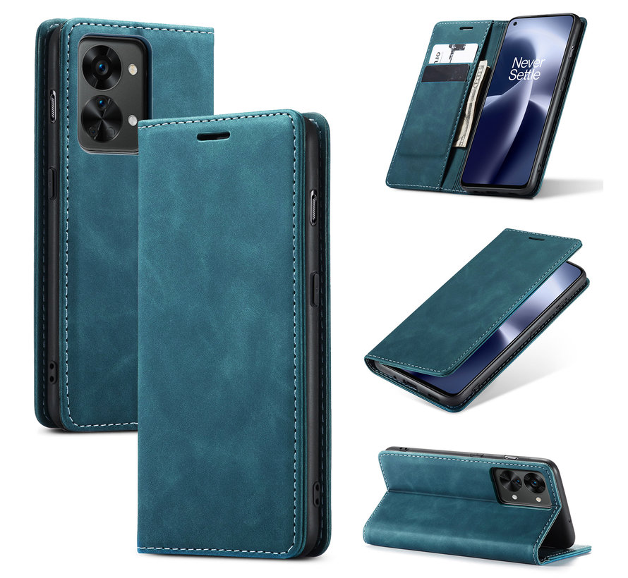 OnePlus Nord 2T Wallet Case Vintage Leather Blue