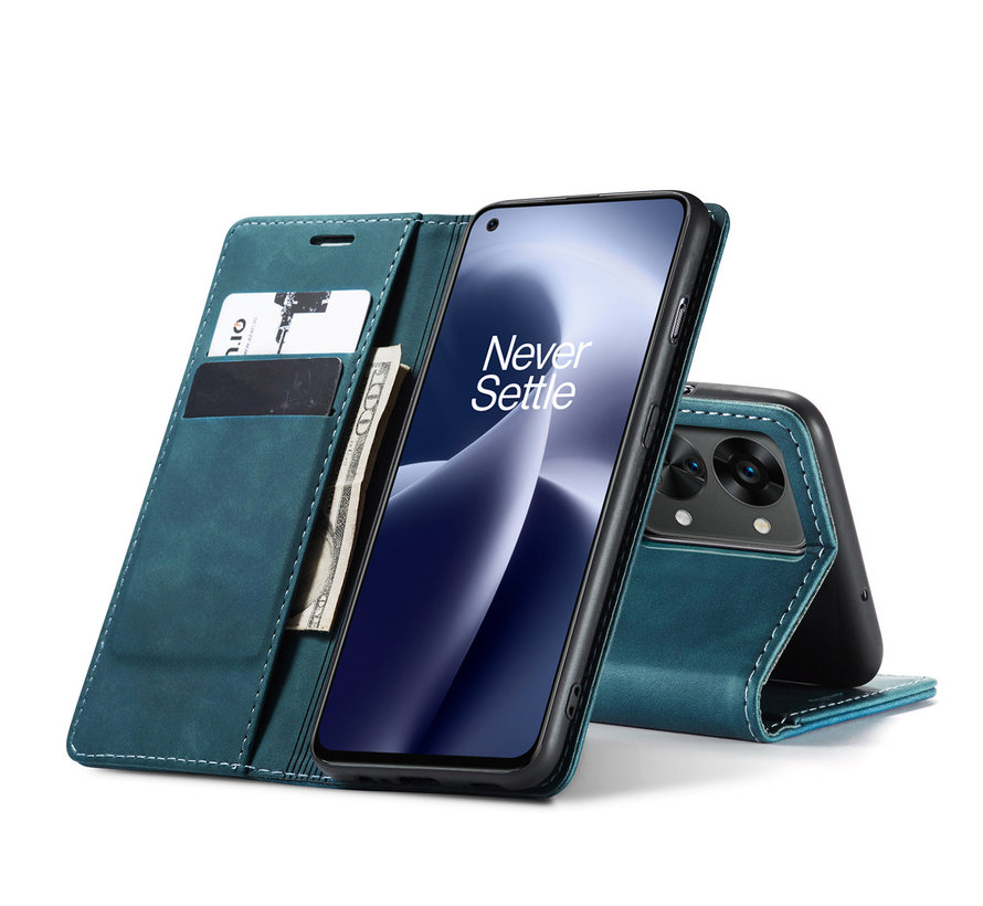 OnePlus Nord 2T Wallet Case Vintage Leather Blue