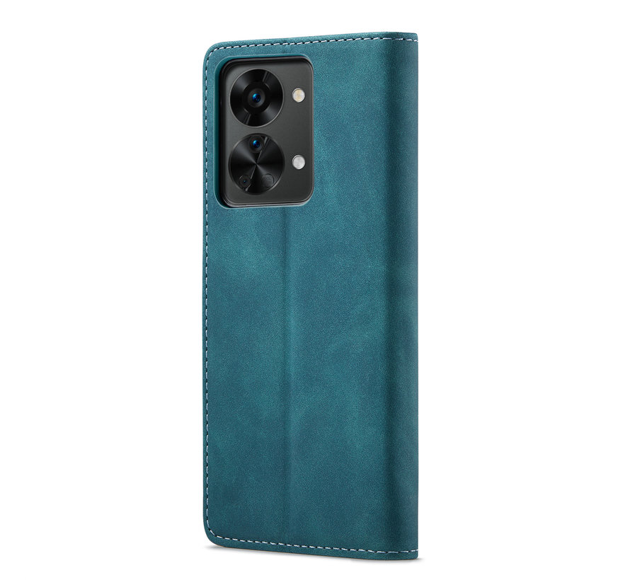 OnePlus Nord 2T Wallet Hoesje Vintage Leder Blauw