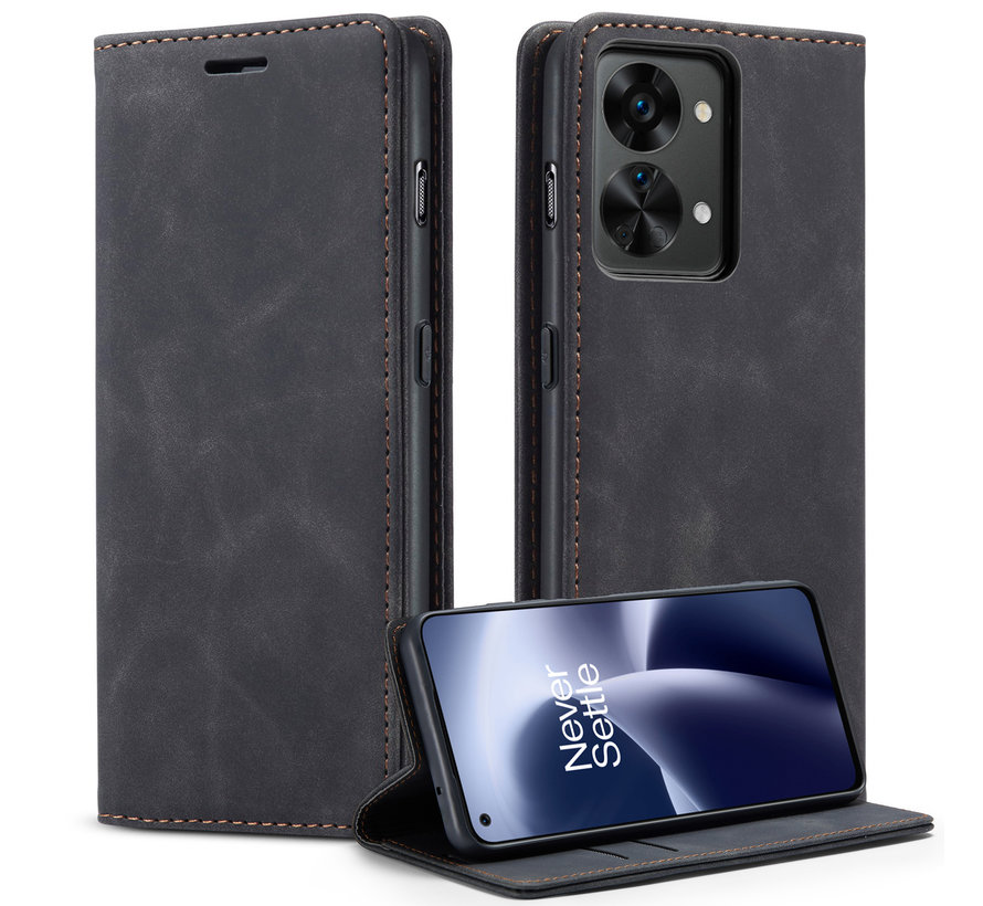 OnePlus Nord 2T Wallet Case Vintage Leather Black